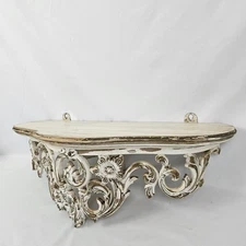 Vintage Bed Crown Wall Tester Shelf 24" Ornate Syrocowood Large Cottage Core