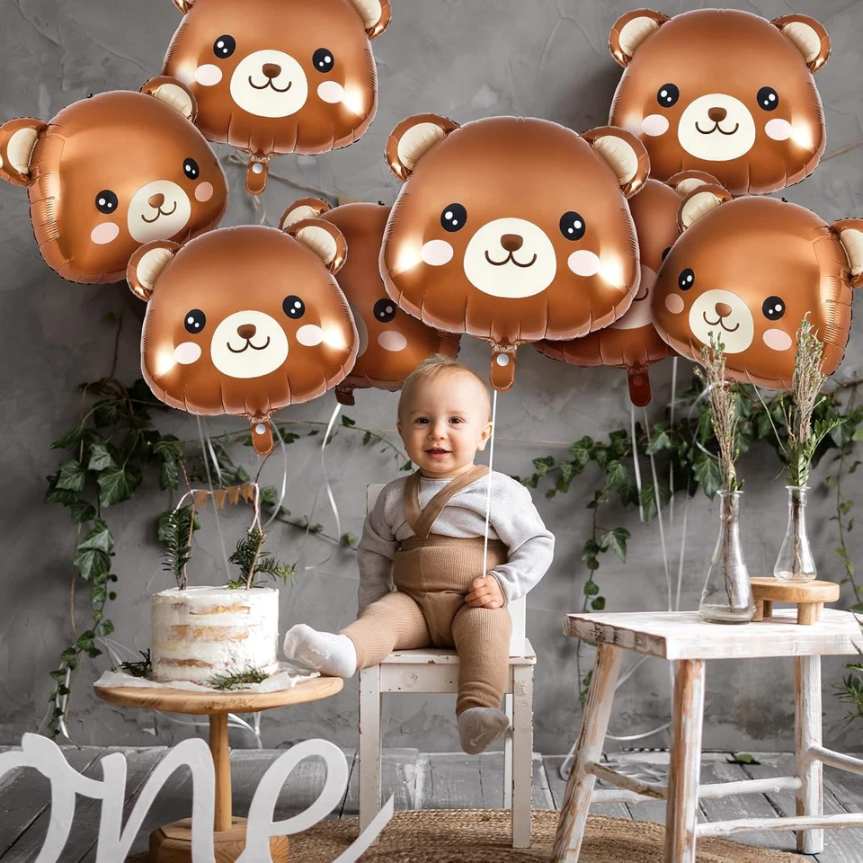 8 peças balões urso 21X22 polegadas decoração chá de bebê urso animal marrom hélio - Imagem 4 de 4
