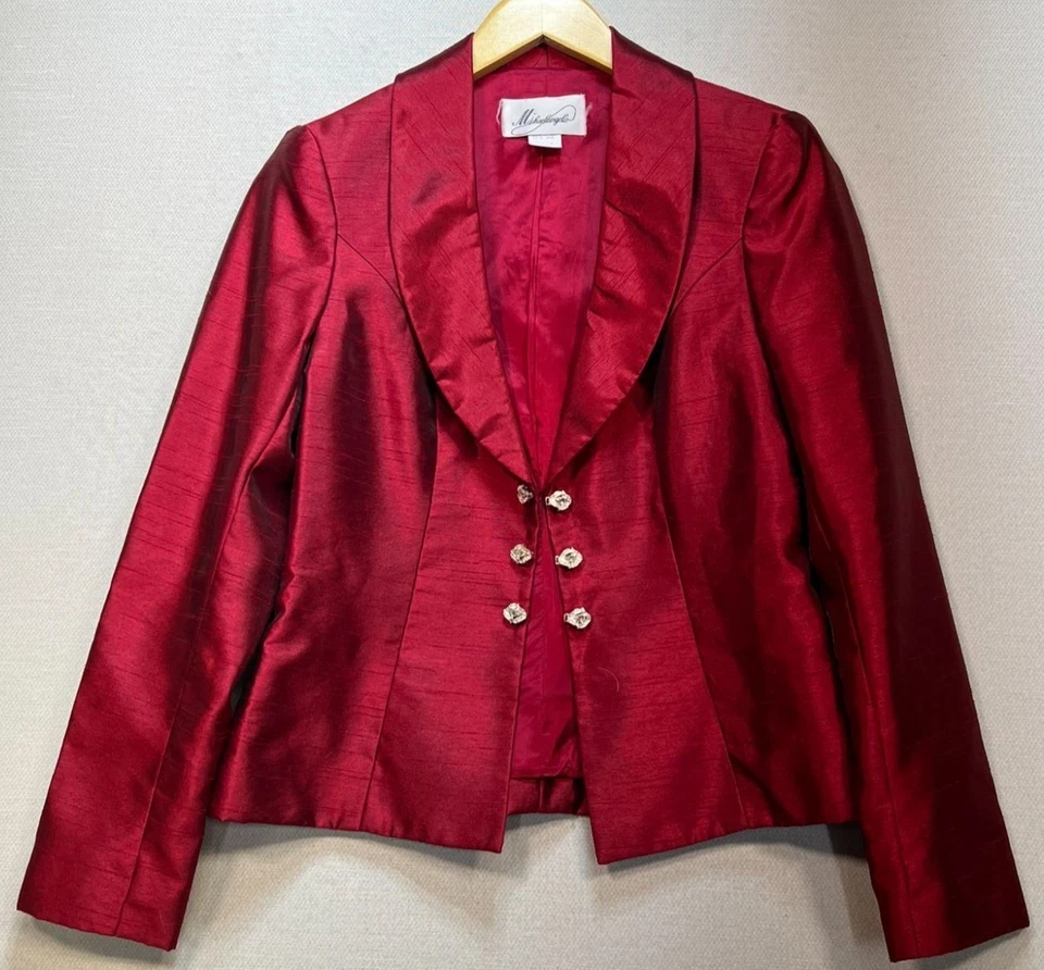 Vestido y chaqueta formal de 2 piezas de boda Michaelangelo para mujer talla 4 rojo Foto 3 de 4