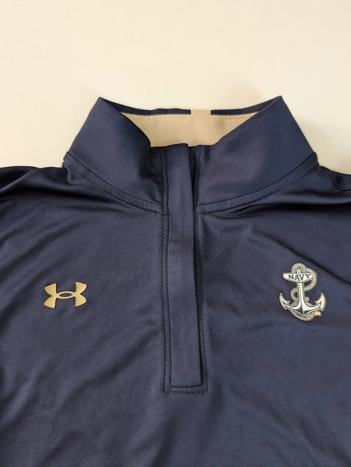 Vintage Under Armour Navy Midshipmen Long Sleeve Shirt Small Fitted USN - Image 2 of 4