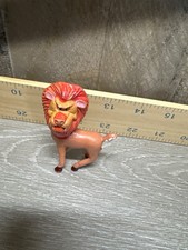 Lion Figurine Collectible Toy Animal Figure Orange Mane Brown Paws Plastic Used