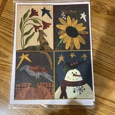 New Banners Primitive Gatherings Wool Appliqué Quilt Patterns PRI-357 Seasons