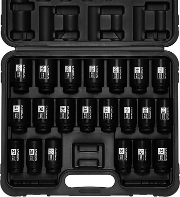 21-Piece Deep Impact Socket Set, 1/2'' Drive, 6 Point, Metric & SAE