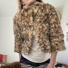 Vintage Real Rabbit Fur Leopard Print  Coat