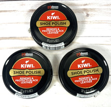 Kiwi Shoe Polish Black Renews  Protects Leather Tins 3 Pack 