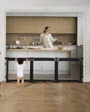 Dearlomum Extra Wide Gate Playpen with Heat-Resistant Mesh, 82.5 Inch, Black 