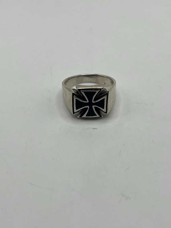 "BIG SIZE CROSS RING" 925 sterling silver Black Onyx Ring Size 13