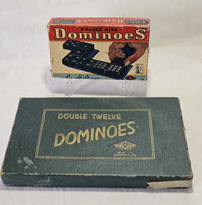 2 Boxes Hal-Sam Dominoes  Double Nine & Double Twelve Wooden Dragon Capitol Vtg