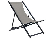 Outdoor Liegestuhl Faltbar Aluminium Schwarz Mit Stoffbespannung Grau Locri Ii