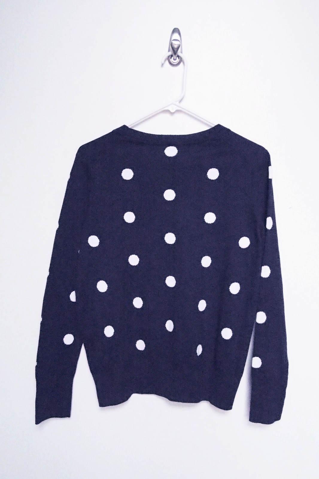 NWOT Gap Navy Blue Milk Polka Dot Sweater Size L