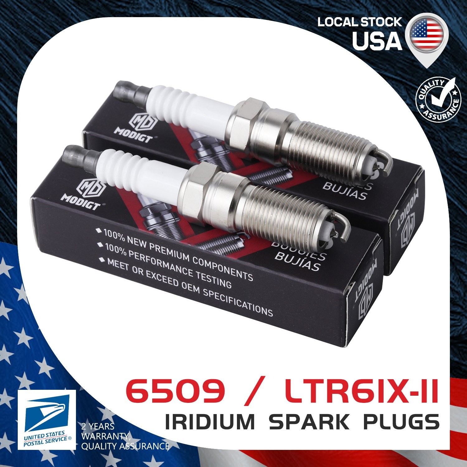 2 Pack For NGK LTR6IX-11/6509 Spark Plug Set For Chevrolet Cadillac Ford Mazda