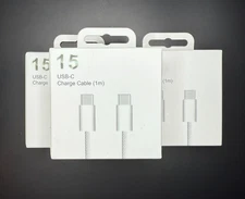 3-Pack USB-C Fast Charging Cables | Retail Boxed | Type-C 5A | 1m White Braided