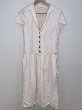 Urban Outfitters Natalie Linen Shirt Midi Dress White / Light Pink Size M