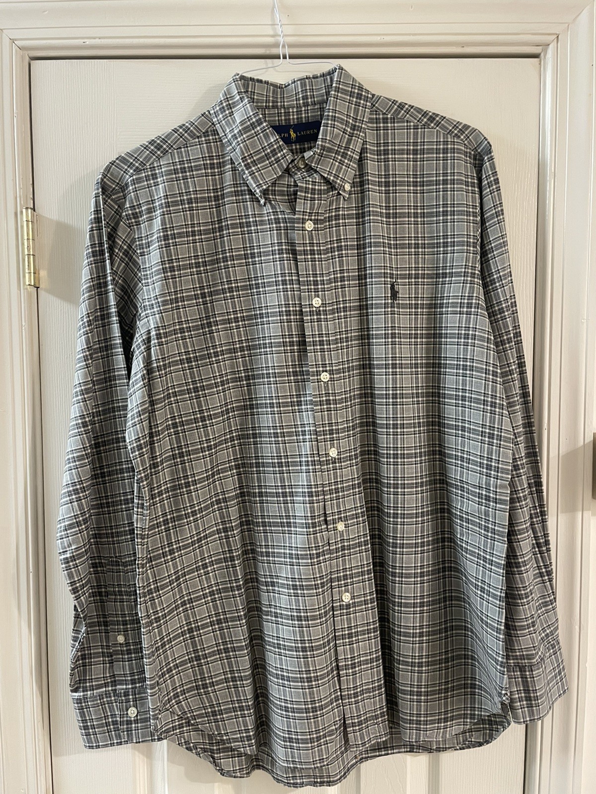 Men’s Ralph Lauren Long Sleeve Button-down Size Medium Grey Checkered
