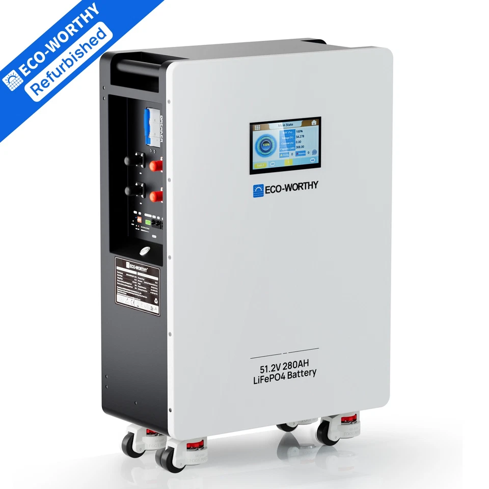 ECO-WORTHY 14kWh 48V 280AH LiFePO4 Battery Vertical Standing Solar Backup 1pack