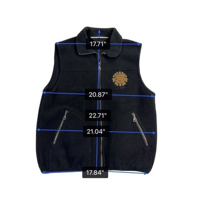 Fairline Unisex Black Fleece Sleeveless Vest Zipper Front Embroidered Sz M