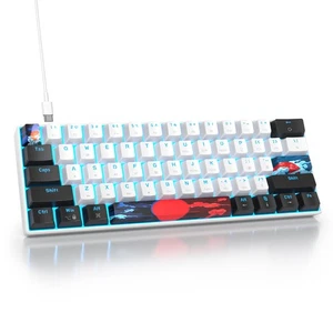 60 Percent Gaming Keyboard 61 Keys Mechanical LED Backlit Red Switch White New