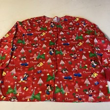 Disney Christmas Long Sleeve Scrub Smock Top XL Nurse