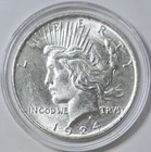 1924 P 90% Silver Peace Dollar in a Capsule BU