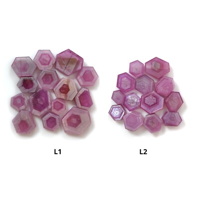 Rosemary Pink Sapphire Trapiche Flat Slices Hexagon Shape Lot For Jewelry