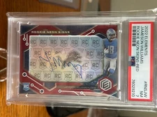 2022 Panini Elements Jameson Williams Rookie Neon Signs Auto /10 RC Lions PSA