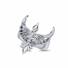 Fleur de Lis Phoenix 925 Sterling Silver Ring Fine Symbolic Resurrection Jewelry