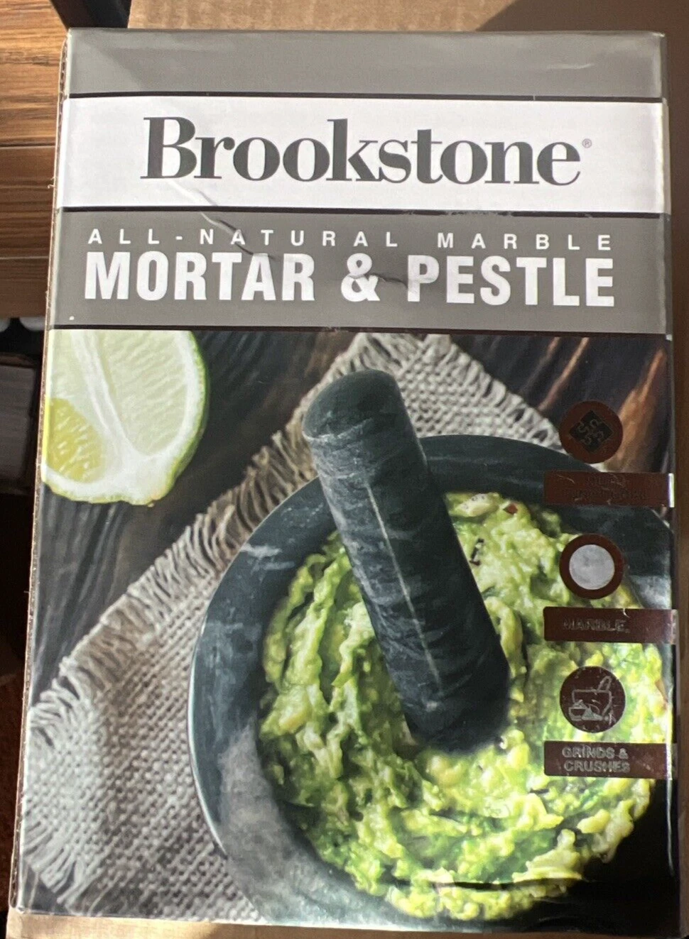 Brookstone NEW-Sealed Mortar And Pestle Set Marble 4 Inches Diameter