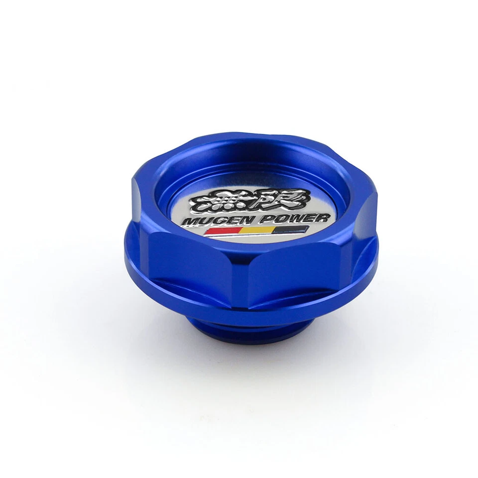 Blue Mugen Oil Filler Cap + Water Radiator Cap Cover For Honda Civic For Acura - Image 2 of 4