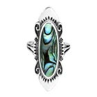 Vintage Inspired Long Oval Abalone Shell Inlaid Sterling Silver Ring-10