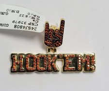 10k Yellow Gold University of Texas UT Austin Pendant Bevo Longhorn Logo Hook Em