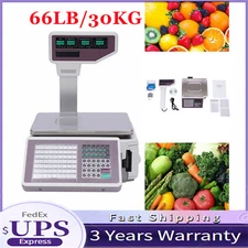 Commercial Digital Food Price Computing Scale 66lbs with Dual Label Printer Fast