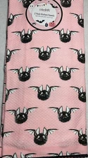 COLORDRIFT KITCHEN TOWELS (2) BATS PINK BLACK 18 X 28  100% COTTON NIP