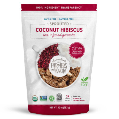 One Degree Organic Foods Granola Sprouted Coconut Hibiscus Tea-Infused 10 OZ