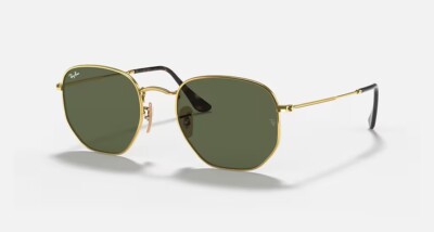 Ray-Ban Hexagonal Flat Lenses Polished Gold Frame/G-15 Green Lens RB3548N 001 54