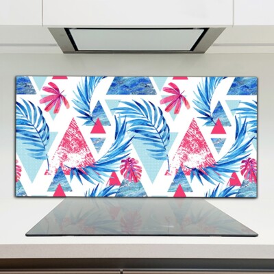 Abstrakt Blätter Geometrische Dreiecke Küchenrückwand Spritzschutz Glas 120x60
