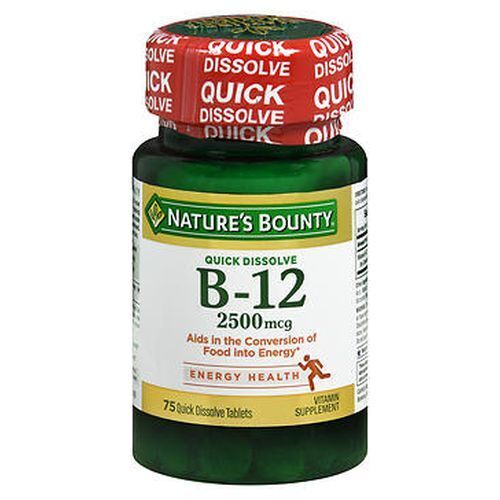 Vitamin B-12 Quick Dissolve Tablets Natural Cherry 2500 mcg 75 Tabs By Nature's - Picture 1 of 1