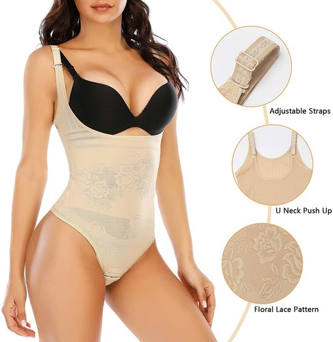 Thong Shapewear Bodysuit for Women Tummy Control Seamless Slimming Shaper Girdle - Picture 3 of 21