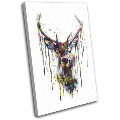 Luxury Deer Stag Abstract Paint Animals SINGLE Leinwand Kunst Bild drucken