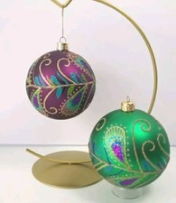 Holiday Lane Macys Ornament Lot 2 Shatter Proof Christmas 2017 Paisley Large 3"