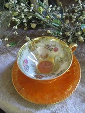 COLLECTIBLE VTG RW BAVARIA 20 MADE IN GERMANY OPALESCENT FLORAL CUP & SAUCER #61