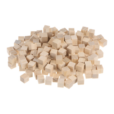Wood Blocks for Crafts, 100pcs 3/8 Inch Unfinished Wooden Cube Pine Wood Block
