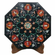 18" Black Stone Inlay fine Marble Center Coffee Table Top Octagon Malachite o48
