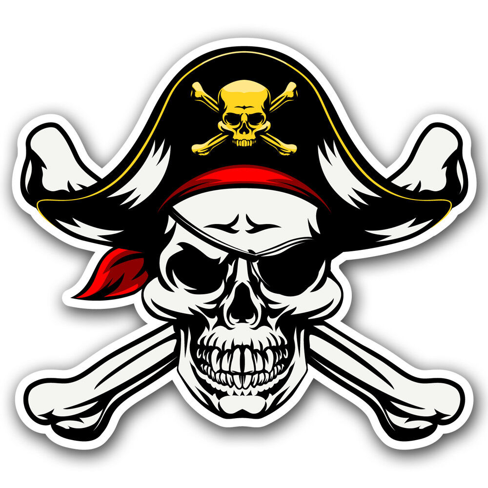 Pirate Jolly Roger Skull and Crossbones Sticker Car Truck Window Helmet  Decal