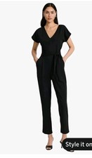 Express Brand V-Neck Tie Waist Straight Leg Jumpsuit, Size Large, New