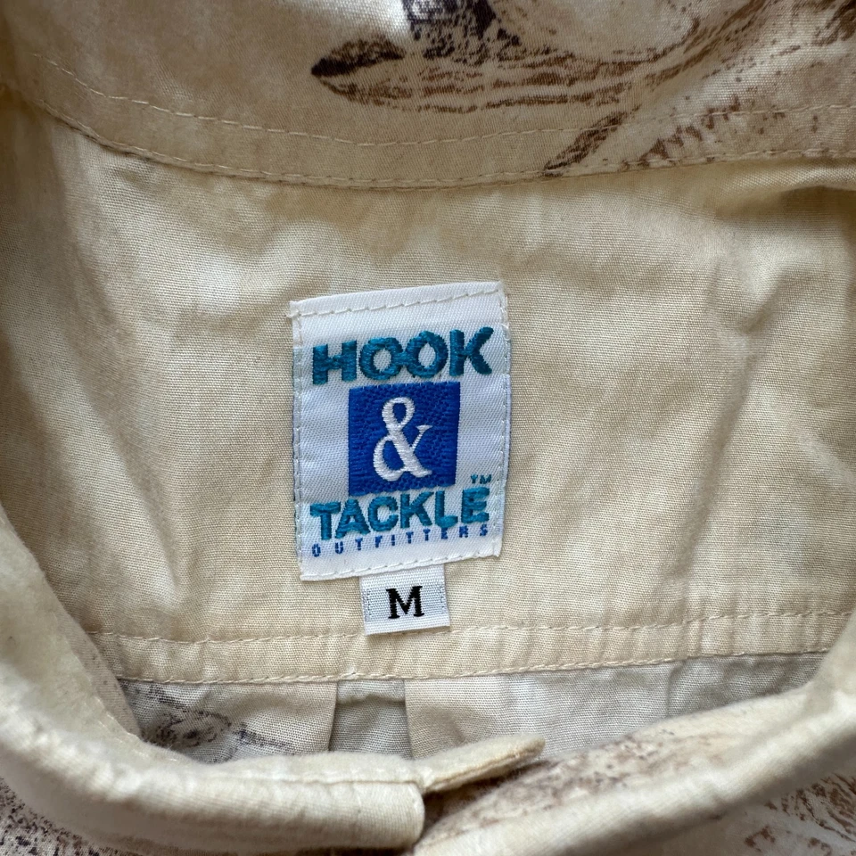 Hook & Tackle Men’s M Beige Fishing Shirt USA 100% Cotton Fish Print Outdoor - Image 3 of 4