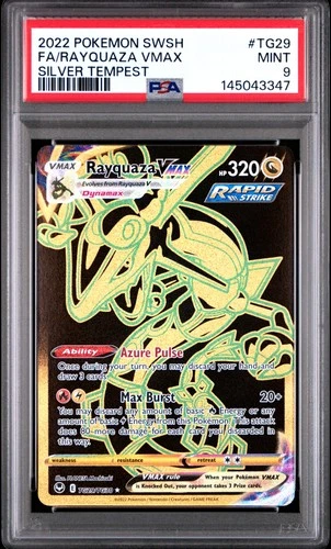 2022 POKEMON SWORD & SHIELD SILVER TEMPEST #TG29 FULL ART/RAYQUAZA VMAX PSA 9