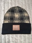 Levis Winter Hat Beanie Plaid Navy Cuffed Sherpa Lined Leather Logo Patch OS — photo 7