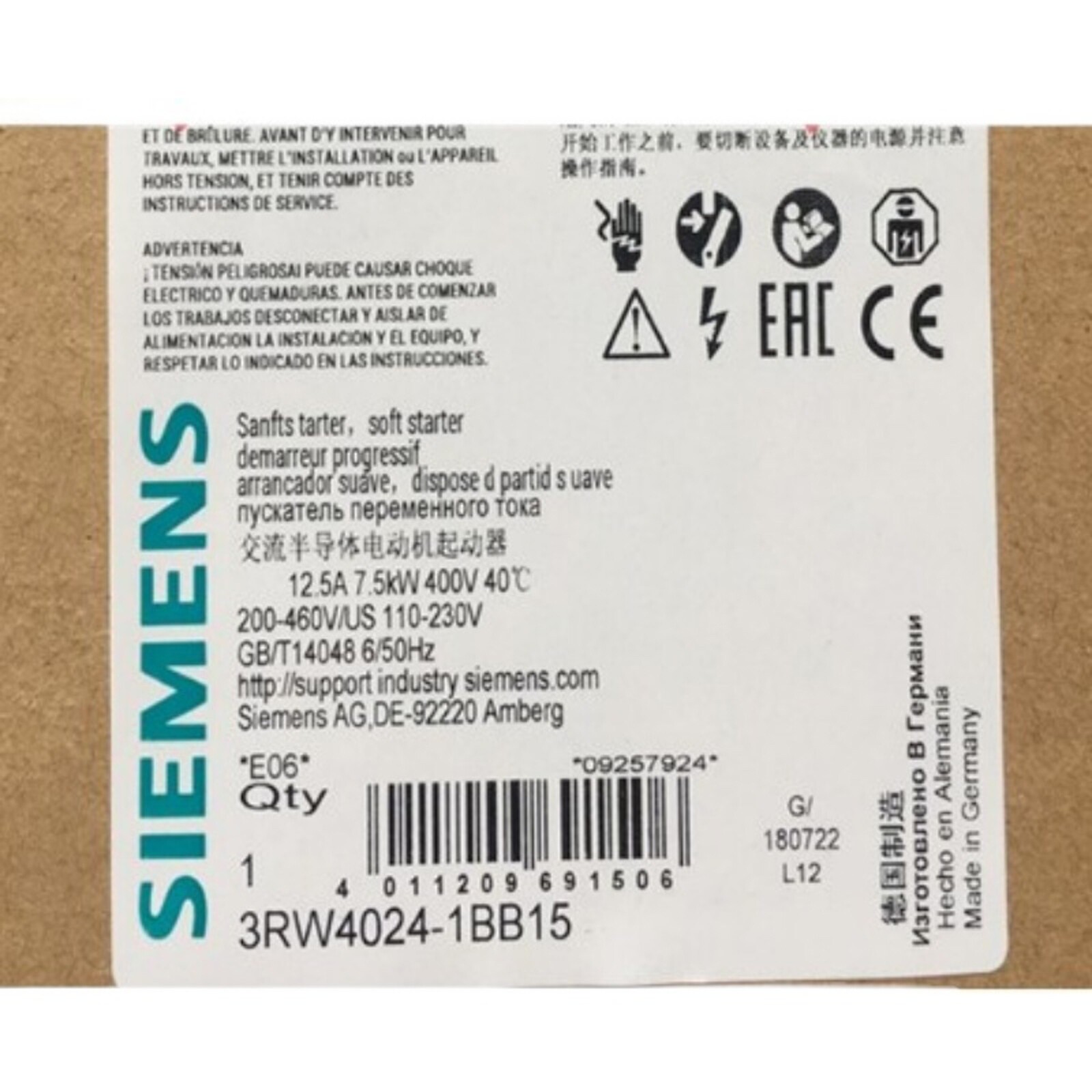 1PC New In Box 3RW4024-1BB15 3RW4024-1BB15 soft starter SPOT STOCK *yt