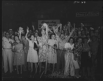 : Jubilant crowd with ticker tape on V-J day, Washington, D.C, Untitled photo