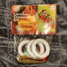 Walco Multicolored Christmas WREATHS Vtg Sequin Bead Ornament M4152